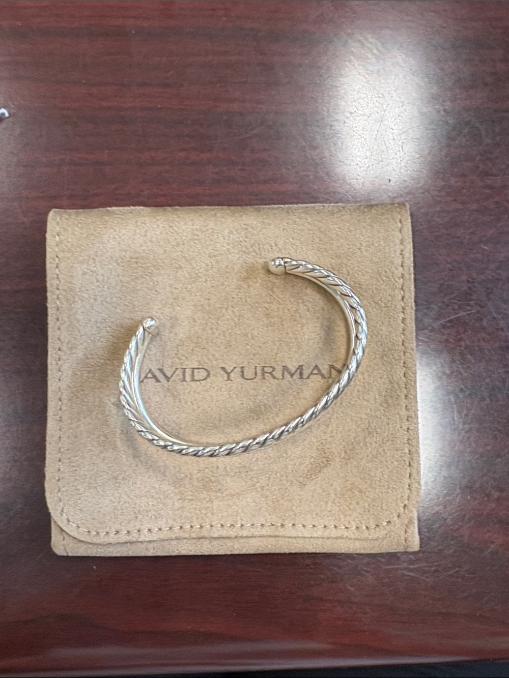 David Yurman Silver Cable Open Cuff Bracelet